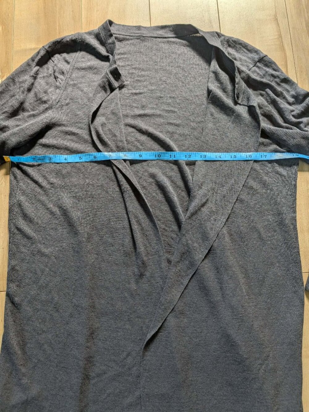 Linen Mulberry Silk Open Front Duster Cardigan Charcoal Gray - Picture 3 of 5